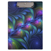 Farbenfrohe Abstrakte blaurosa grünes Fraktal Klemmbrett (Vorderseite)