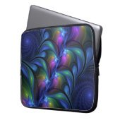Farbenfrohe Abstrakte blaurosa grünes Fraktal Laptopschutzhülle (Vorderseite Links)