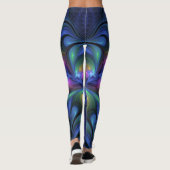 Farbenfrohe Abstrakte blaurosa grünes Fraktal Leggings (Rückseite)