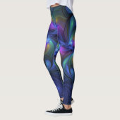 Farbenfrohe Abstrakte blaurosa grünes Fraktal Leggings (Links)