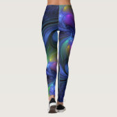 Farbenfrohe Abstrakte blaurosa grünes Fraktal Leggings (Rückseite)