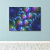 Farbenfrohe Abstrakte blaurosa grünes Fraktal Leinwanddruck (Insitu (Holzboden))