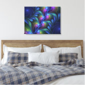 Farbenfrohe Abstrakte blaurosa grünes Fraktal Leinwanddruck (Insitu (Schlafzimmer))