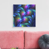 Farbenfrohe Abstrakte blaurosa grünes Fraktal Leinwanddruck (Insitu (Wohnzimmer))