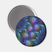 Farbenfrohe Abstrakte blaurosa grünes Fraktal Magnet (Vorderseite/Rückseite)