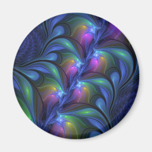 Farbenfrohe Abstrakte blaurosa grünes Fraktal Magnet