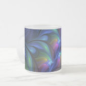 Farbenfrohe Abstrakte blaurosa grünes Fraktal Mattglastasse (Vorderseite Links)