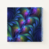 Farbenfrohe Abstrakte blaurosa grünes Fraktal Notizblock (Rückseite)
