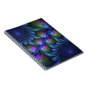 Farbenfrohe Abstrakte blaurosa grünes Fraktal Notizblock (Rechte Seite)