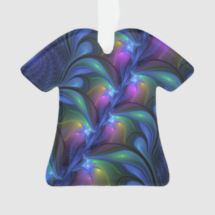 Farbenfrohe Abstrakte blaurosa grünes Fraktal Ornament