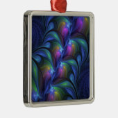 Farbenfrohe Abstrakte blaurosa grünes Fraktal Ornament Aus Metall (Rechts)