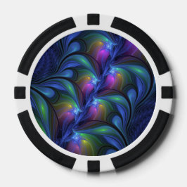 Farbenfrohe Abstrakte blaurosa grünes Fraktal Pokerchips
