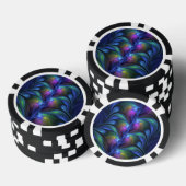 Farbenfrohe Abstrakte blaurosa grünes Fraktal Pokerchips (Stapel)
