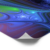 Farbenfrohe Abstrakte blaurosa grünes Fraktal Poster (Ecke)