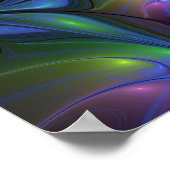 Farbenfrohe Abstrakte blaurosa grünes Fraktal Poster (Ecke)