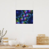 Farbenfrohe Abstrakte blaurosa grünes Fraktal Poster (Küche)