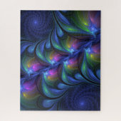 Farbenfrohe Abstrakte blaurosa grünes Fraktal Puzzle (Vertikal)