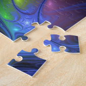 Farbenfrohe Abstrakte blaurosa grünes Fraktal Puzzle (Seite)