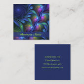 Farbenfrohe Abstrakte blaurosa grünes Fraktal Quadratische Visitenkarte (Vorne/Hinten)