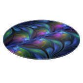 Farbenfrohe Abstrakte blaurosa grünes Fraktal Schneidebrett (Ecke)