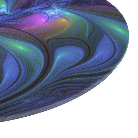 Farbenfrohe Abstrakte blaurosa grünes Fraktal Schneidebrett (Ecke)