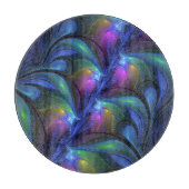 Farbenfrohe Abstrakte blaurosa grünes Fraktal Schneidebrett (Vorderseite)