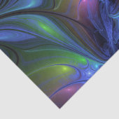 Farbenfrohe Abstrakte blaurosa grünes Fraktal Seidenpapier (Detail)