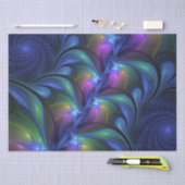 Farbenfrohe Abstrakte blaurosa grünes Fraktal Seidenpapier (Handwerk)