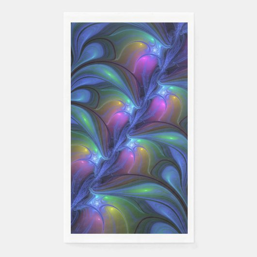 Farbenfrohe Abstrakte blaurosa grünes Fraktal Serviette (Vorderseite)
