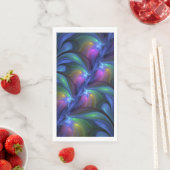 Farbenfrohe Abstrakte blaurosa grünes Fraktal Serviette (Beispiel)