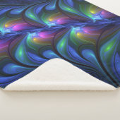 Farbenfrohe Abstrakte blaurosa grünes Fraktal Sherpadecke (3/4)