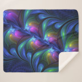 Farbenfrohe Abstrakte blaurosa grünes Fraktal Sherpadecke (Vorderseite (Horizontal))