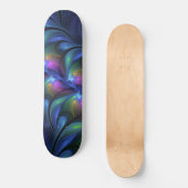 Farbenfrohe Abstrakte blaurosa grünes Fraktal Skateboard (Vorderseite)