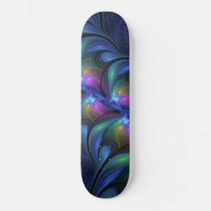 Farbenfrohe Abstrakte blaurosa grünes Fraktal Skateboard