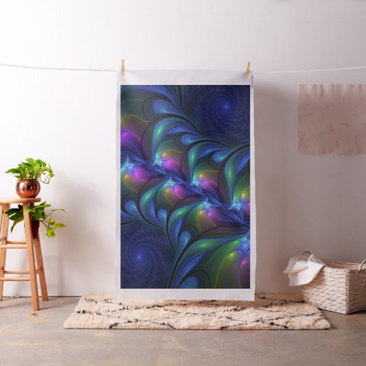 Farbenfrohe Abstrakte blaurosa grünes Fraktal Stoff (Beispiel)