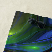 Farbenfrohe Abstrakte blaurosa grünes Fraktal Strandtuch (Beispiel)