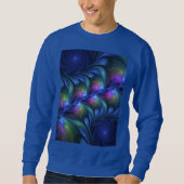 Farbenfrohe Abstrakte blaurosa grünes Fraktal Sweatshirt (Vorderseite)
