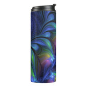 Farbenfrohe Abstrakte blaurosa grünes Fraktal Thermosbecher (Nach links gedreht)