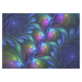 Farbenfrohe Abstrakte blaurosa grünes Fraktal Tischdecke (Vorderseite (Horizontal))