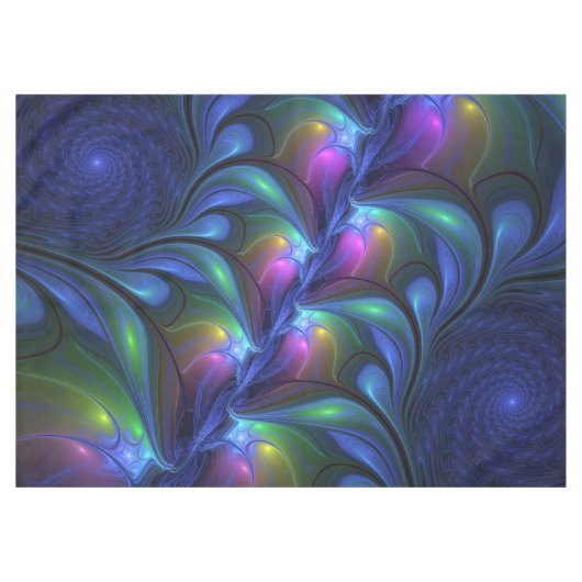 Farbenfrohe Abstrakte blaurosa grünes Fraktal Tischdecke (Vorderseite (Horizontal))