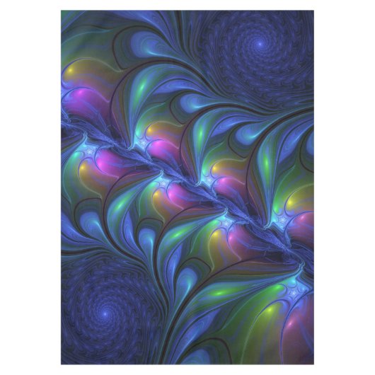 Farbenfrohe Abstrakte blaurosa grünes Fraktal Tischdecke (Vorderseite)