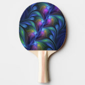 Farbenfrohe Abstrakte blaurosa grünes Fraktal Tischtennis Schläger (Rückseite)