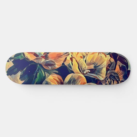 farbenfrohe abstrakte Blume Naturkunst Skateboard (Horizontal)