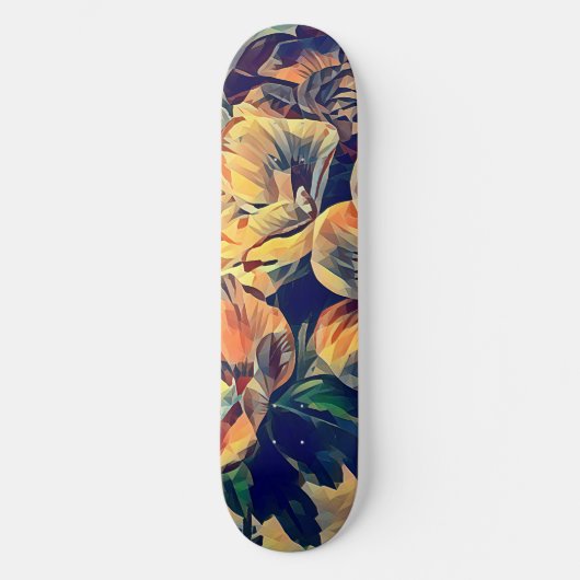 farbenfrohe abstrakte Blume Naturkunst Skateboard (Vorderseite)