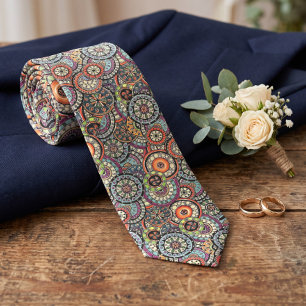 Farbenfrohe Abstrakte Blumenkreise Kunstmuster Krawatte