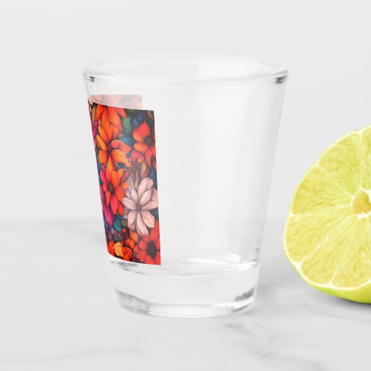 Farbenfrohe Abstrakte Blüte #41 - Schnapsglas (Rechts)