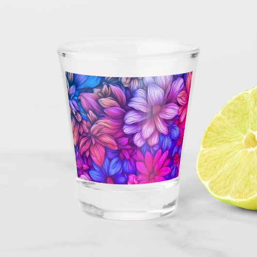 Farbenfrohe Abstrakte Blüte #43 - Schnapsglas (Vorderseite)