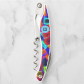 Farbenfrohe Abstrakte Bokeh-Blöcke Monogramm Kellnermesser (Vorderseite)