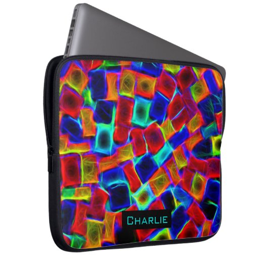 Farbenfrohe Abstrakte Bokeh Blocks Personalisiert Laptopschutzhülle (Vorne Rechts)