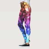 Farbenfrohe Abstrakte Bokeh Galaxy Sterne Leggings (Links)